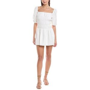 Onia Womens Air Smocked Linen-Blend Mini Dress, White